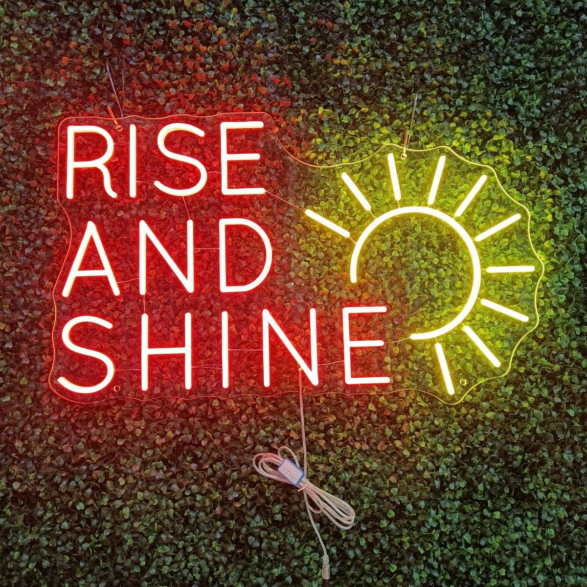 Rise and shine neon sign